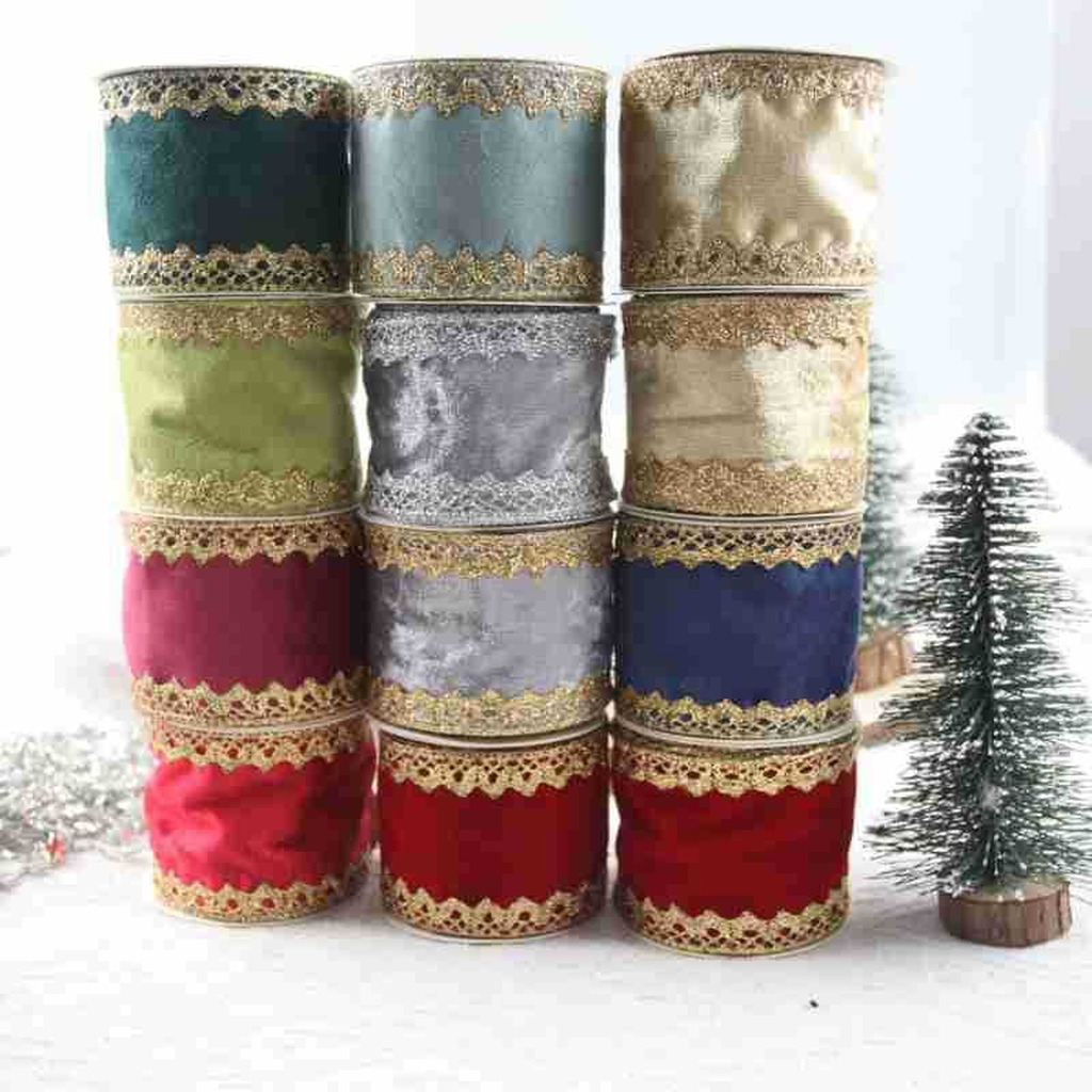 Velvet Ribbon Roll - Pita Beludru Berkilau dengan Hiasan Renda,