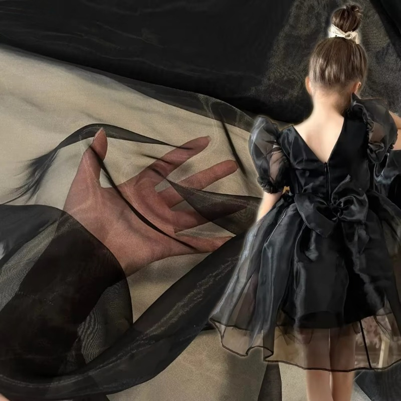 Crystal Mesh Fabric - Kain Organza Kristal Hitam 5 Yard,