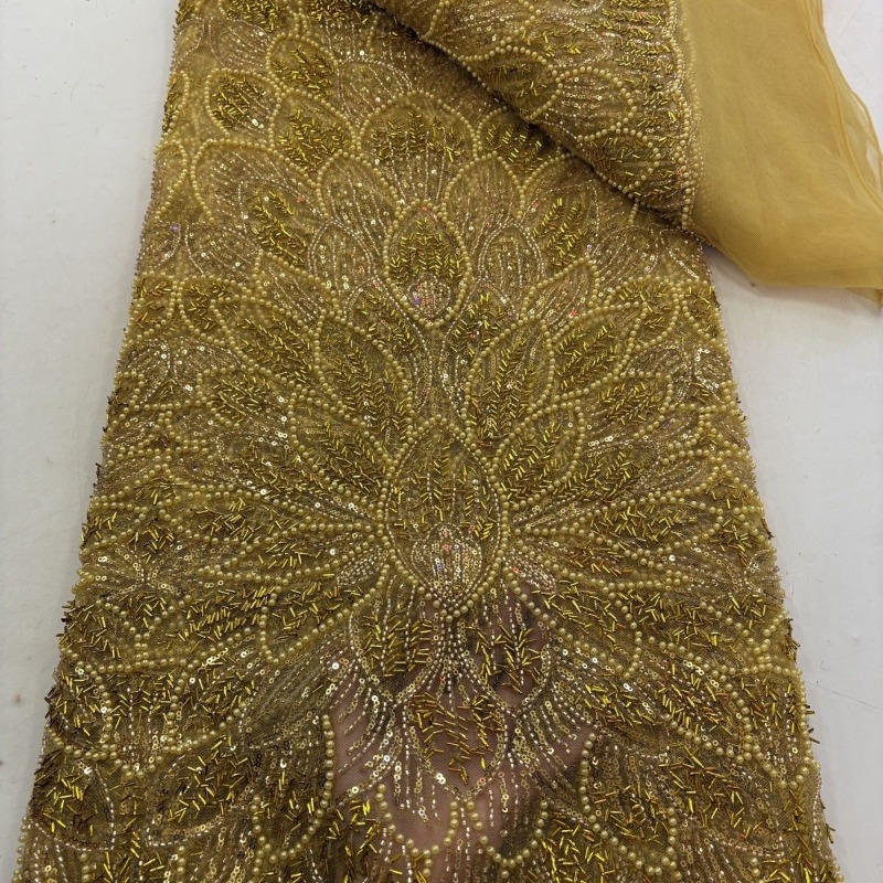 Crystal Mesh Fabric - Kain Jala Bunga Manik-Manik Bubble Bead