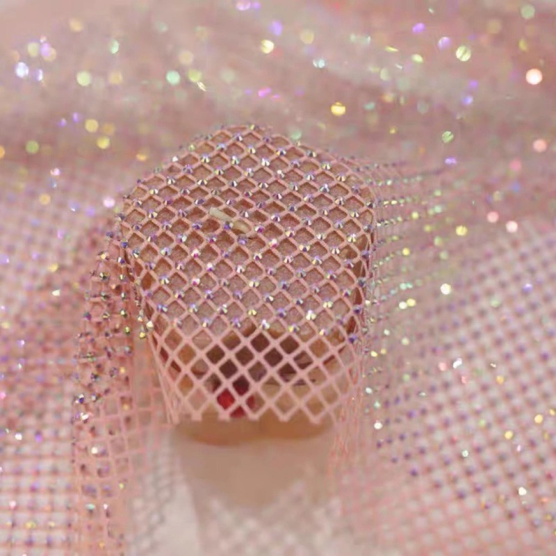 Kain Jaring Imitasi Kristal AB - Crystal Mesh Fabric ulasan dan harga