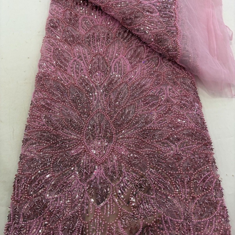 Kain Jala Bunga Manik-Manik Bu - Crystal Mesh Fabric ulasan dan harga