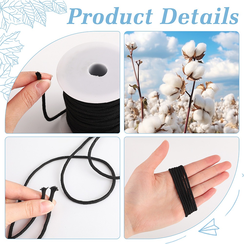 Tali Katun Hitam 4mm 33 Yard,  - Cord Trim Twisted ulasan dan harga